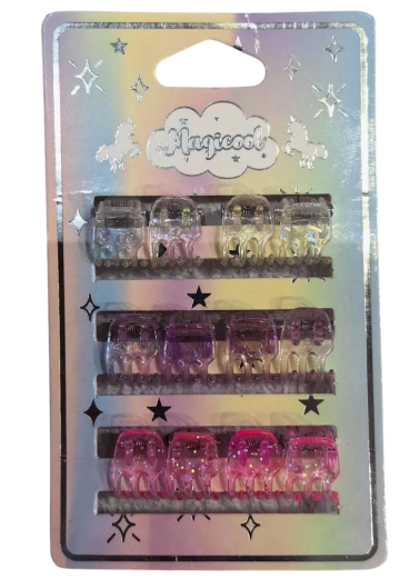 Magicool set de mini pinzas para el cabello con purpurina, 12 uds.