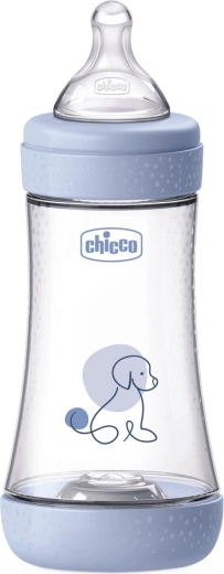 Biberón anticólicos Chicco Perfect5 240 ml con tetina Physio, flujo medio 2m+