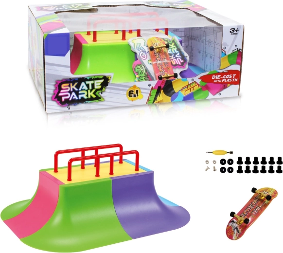 Set modular de skatepark 6 en 1 con multi-rail y fingerboard