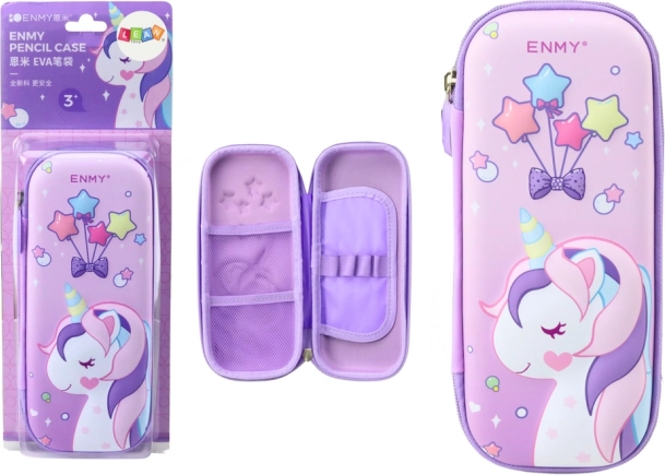 Estuche con unicornio 3D rosa 23 × 10 × 5 cm