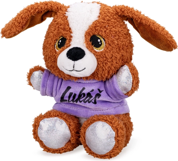 Perrito de peluche con camiseta estampada 17 cm