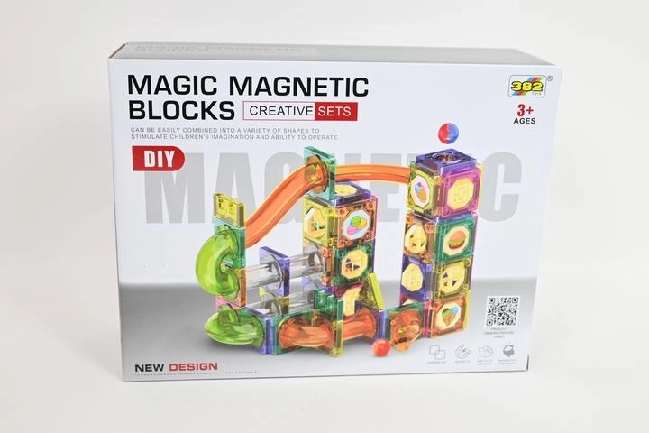 Juego de construcción magnético – pista de canicas de 94 piezas