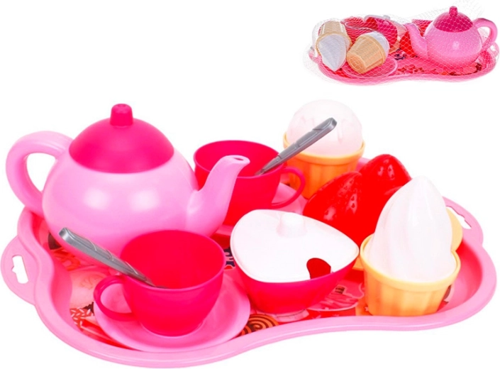Set de té infantil con bandeja y postres, 15 piezas