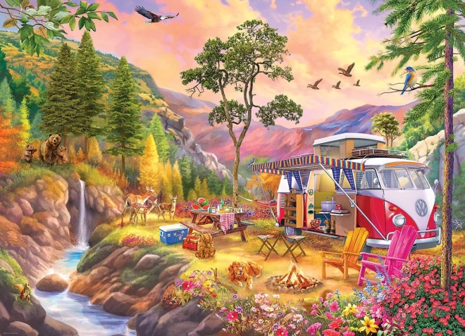 Puzzle EUROGRAPHICS con motivo VW Bus – paraíso para campistas 1000 piezas