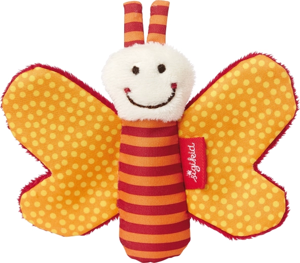 Sigikid primer peluche de apego mariposa con papel crujiente naranja