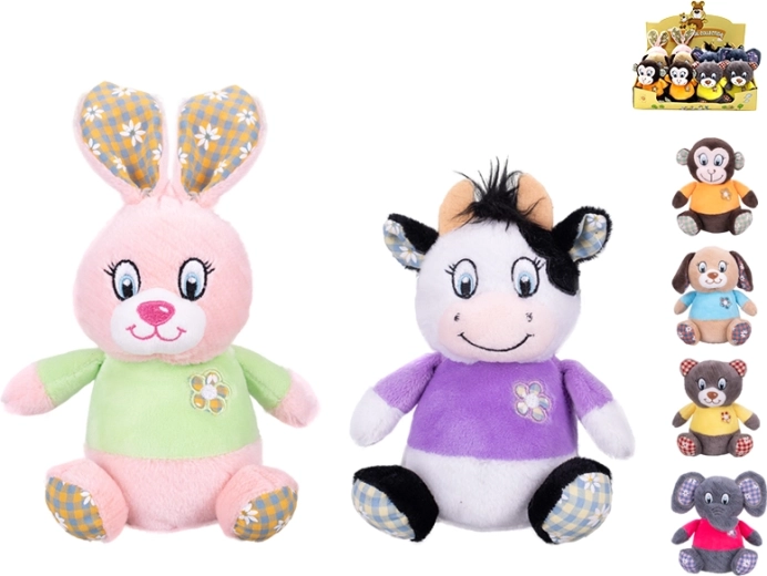 Animalito de peluche 15 cm con camiseta de colores, desde el nacimiento