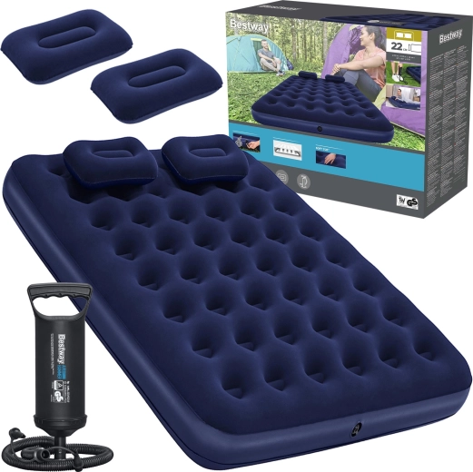 Bestway colchón inflable de terciopelo Queen 203 × 152 cm con bomba y almohadas