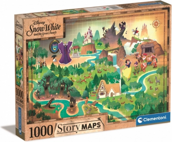 Puzzle de 1000 piezas - Mapas de la historia de Blancanieves de Clementoni