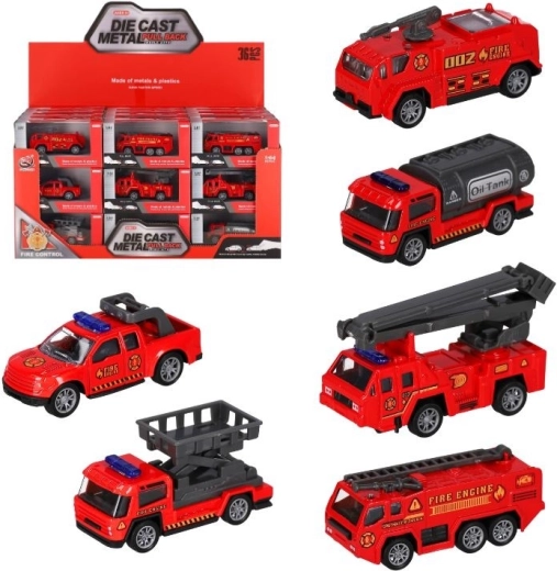 Camión de bomberos metálico con mecanismo pull back - 1 unidad