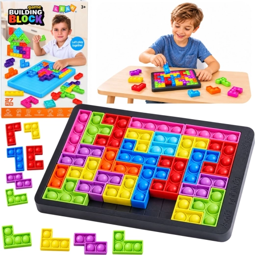 Tetris Pop It 3en1 – juego sensorial y lógico de colores, 27 piezas