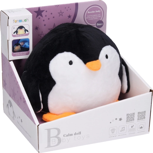 Lámpara de peluche pingüino con música 22 cm