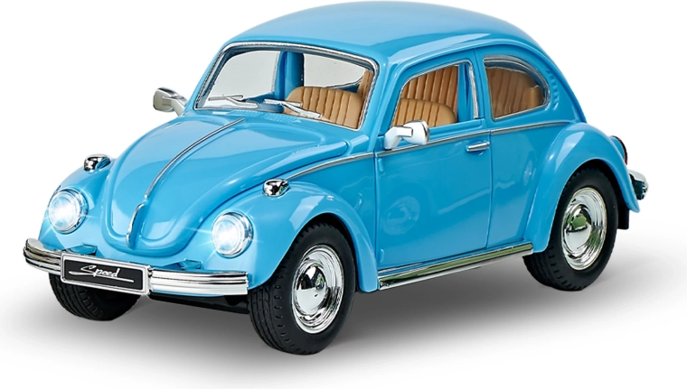 Coche de pasajeros azul de fricción con sonido y luz