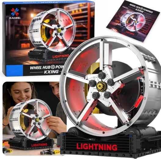 Kit de construcción técnico de una rueda giratoria con accionamiento eléctrico e iluminación