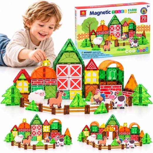 Set de construcción magnético Granja, 70 piezas