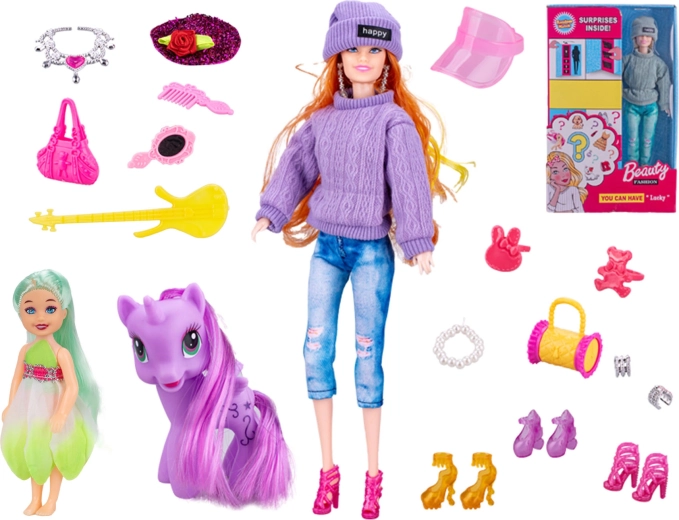 Muñeca de moda de 29 cm con extremidades articuladas y accesorios