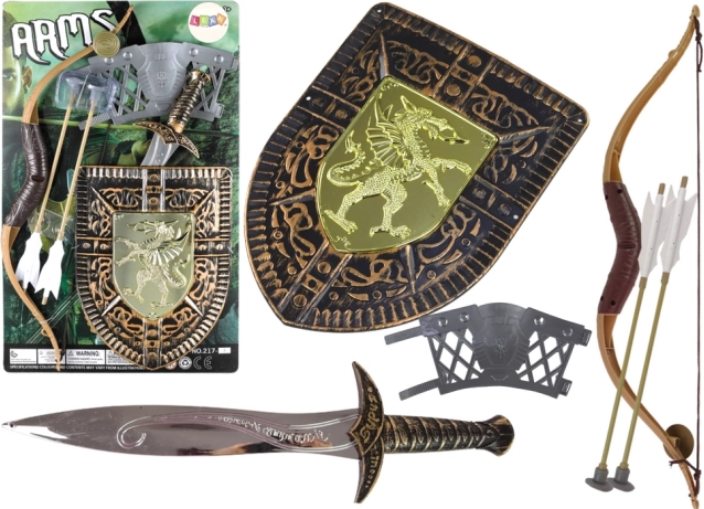 Set infantil de caballero con espada, escudo y arco