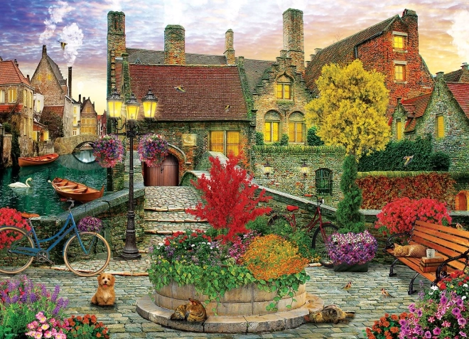 Puzzle Vida en el casco antiguo 1000 piezas