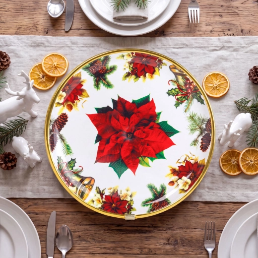 Plato de plástico navideño con estrella navideña de 22 cm