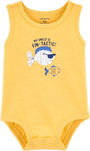 Body para bebé Carter's sin mangas Yellow Fish – 3m