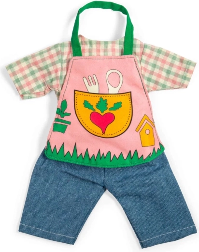 Bigjigs Toys conjunto de jardinería para muñeca 34 cm: pantalones, camisa y delantal