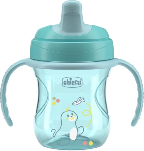 Vaso de entrenamiento Chicco con asas teal 200 ml, 6 m+