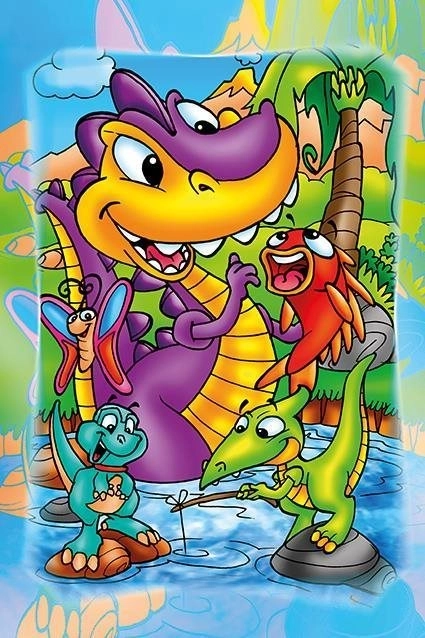 Puzle de madera de dinosaurios pescando, 16 piezas