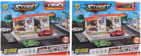 Set de construcción gasolinera con cochecito metálico - 1 pieza