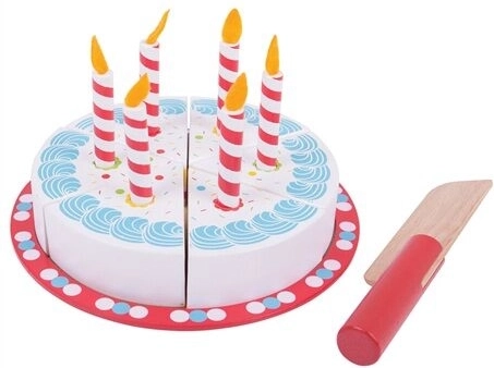 Pastel de cumpleaños de madera para cortar de Bigjigs Toys