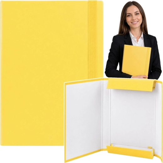 Carpeta de cartón para documentos A4 con goma elástica, rígida, amarilla 34,5 cm - 1 unidad