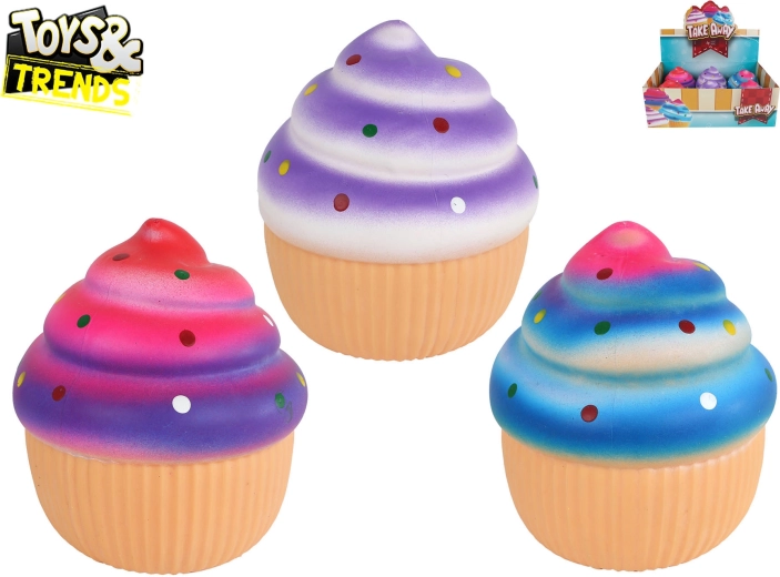 Toys&Trends Mega Squeeze Cupcake – juguete antiestrés para apretar y estirar de 13 cm (6 uds., mezcla de colores)