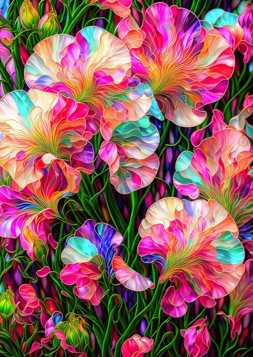Puzzle ENJOY vidriera con flores de guisante de olor, 1000 piezas