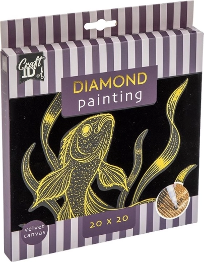 Pintura de diamantes Craft ID sobre lienzo de terciopelo – Pez 20 × 20 cm