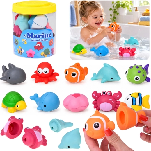 Juguetes de baño con animales marinos desmontables en dos mitades, set de 10 unidades