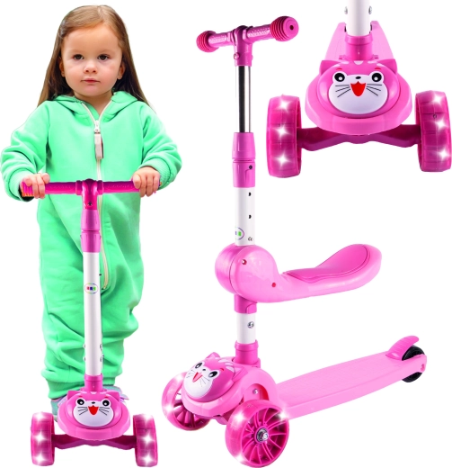 Patinete de tres ruedas Kotek con ruedas luminosas y asiento