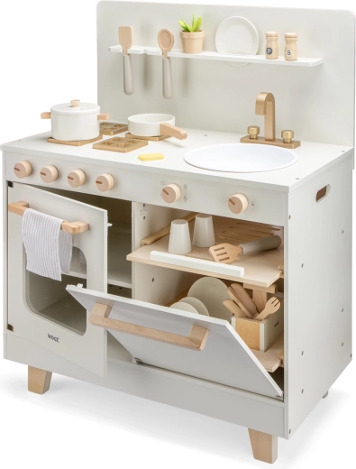 Cocina infantil de madera con lavavajillas