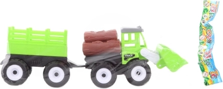 Tractor de plástico con cargador y remolque para niños