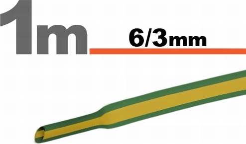 Tubo termorretráctil amarillo-verde 6/3 mm