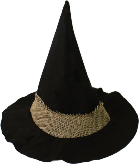 Sombrero de bruja para adultos con cinta de yute
