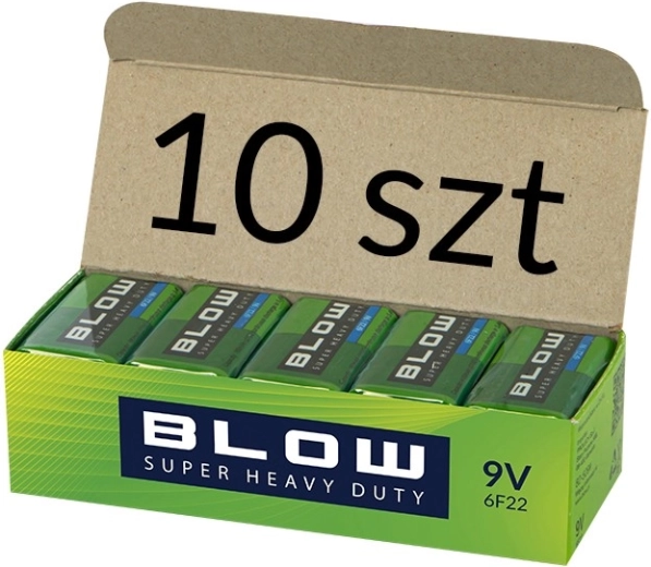 Pilas BLOW 9 V (6F22) super heavy duty, paquete de 10 uds.