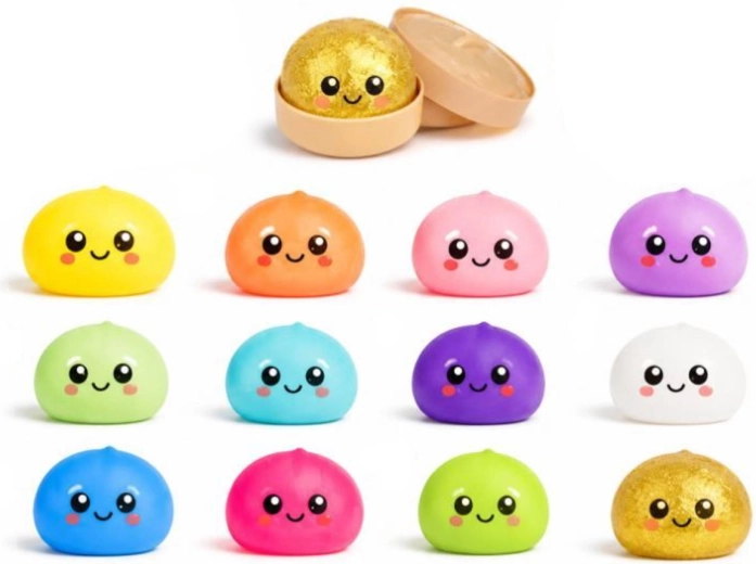 Bollito squishy kawaii en cestita vaporizadora (juguete antiestrés para apretar) - 1 pieza