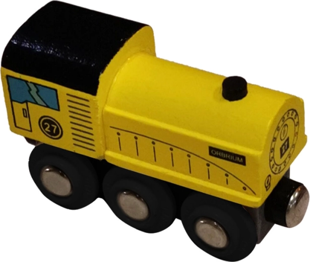 Locomotora de madera Babu amarilla