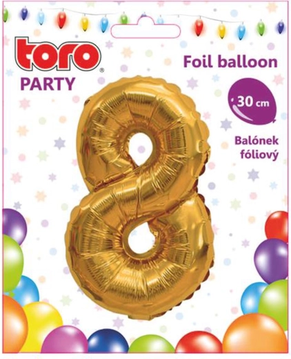 Globo de foil número 8, 30 cm, dorado TORO