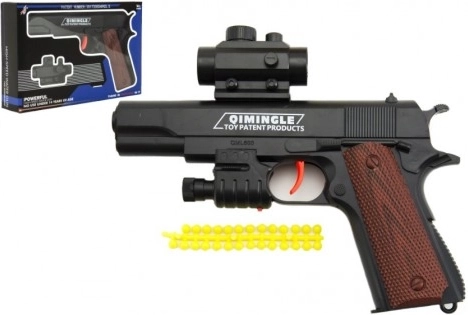 Pistola de plástico para bolas blandas de 20 cm en caja