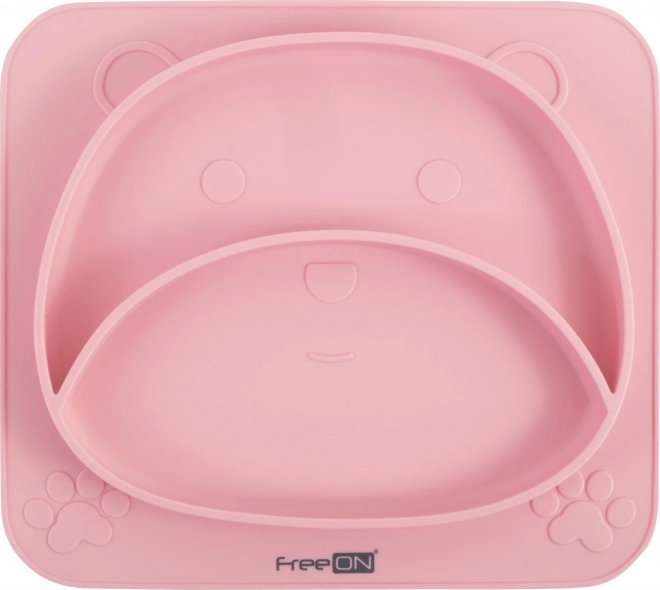 Plato de silicona Osito con ventosa, rosa