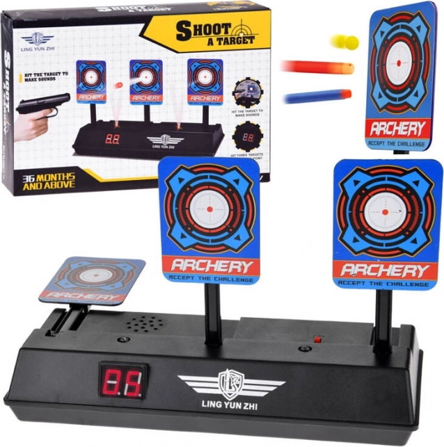 Diana interactiva automática de tres puntos para dardos de espuma SHIELD