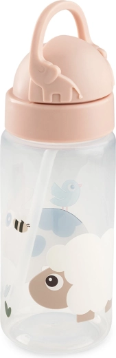 Done by Deer botella con pajita Tiny farm rosa 350 ml