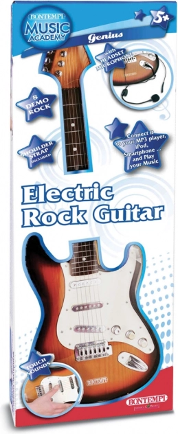 Guitarra rock eléctrica infantil Bontempi con auriculares y micrófono