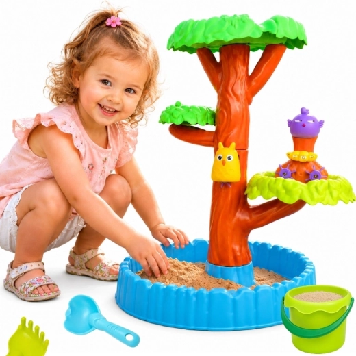 Mesa de agua y arenero WOOPIE Happy Tree 2 en 1 con 8 accesorios