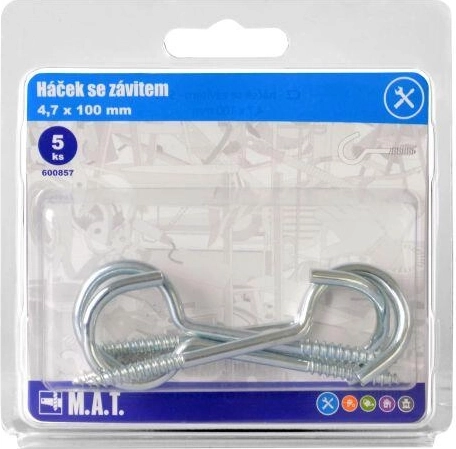 Gancho roscado Zn 100 × 4,7 mm, paquete de 5 uds.