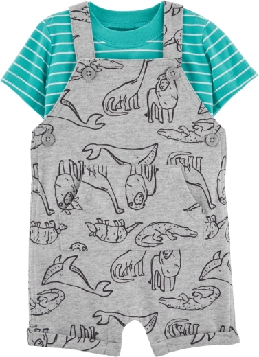 Carter's set de 2 piezas para niño con motivo de dinosaurios (camiseta y shorts con tirantes) – NB/talla 56